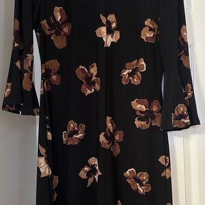 Tommy Hilfiger Black Dress with Brown Floral Pattern